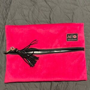 MJ Pink Makeup Pouch with Black Tassel